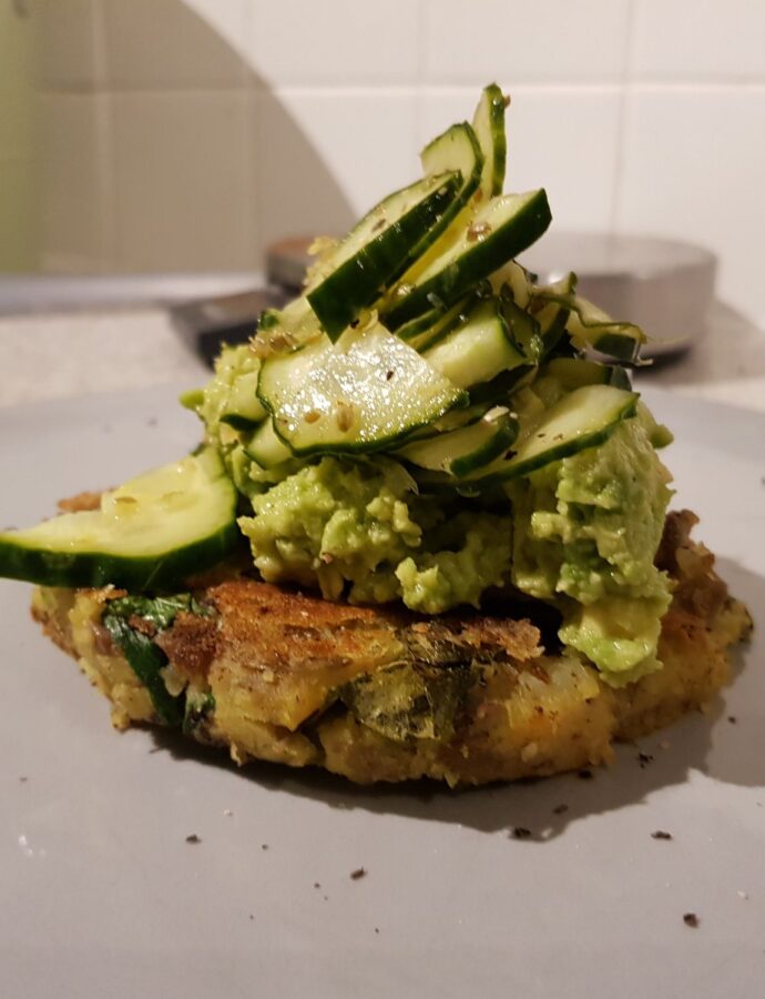 Dosa-Spiced Potato Cakes and Cucumber Pickle