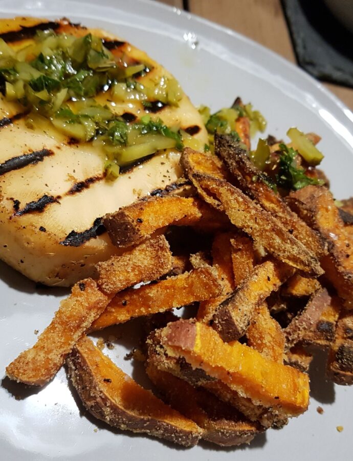Celeriac steak and sweet potato fries
