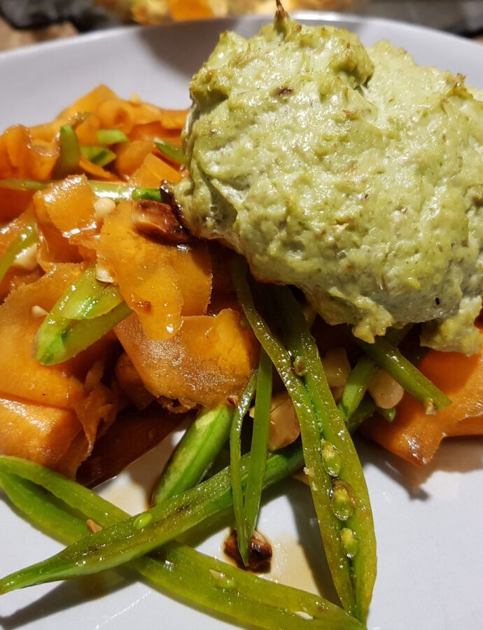 Chicken Balls with Carrot and Bean Salad