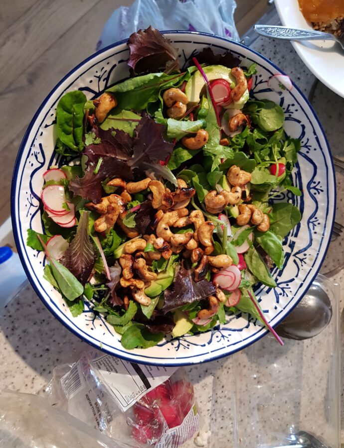Spiced honey cashew salad