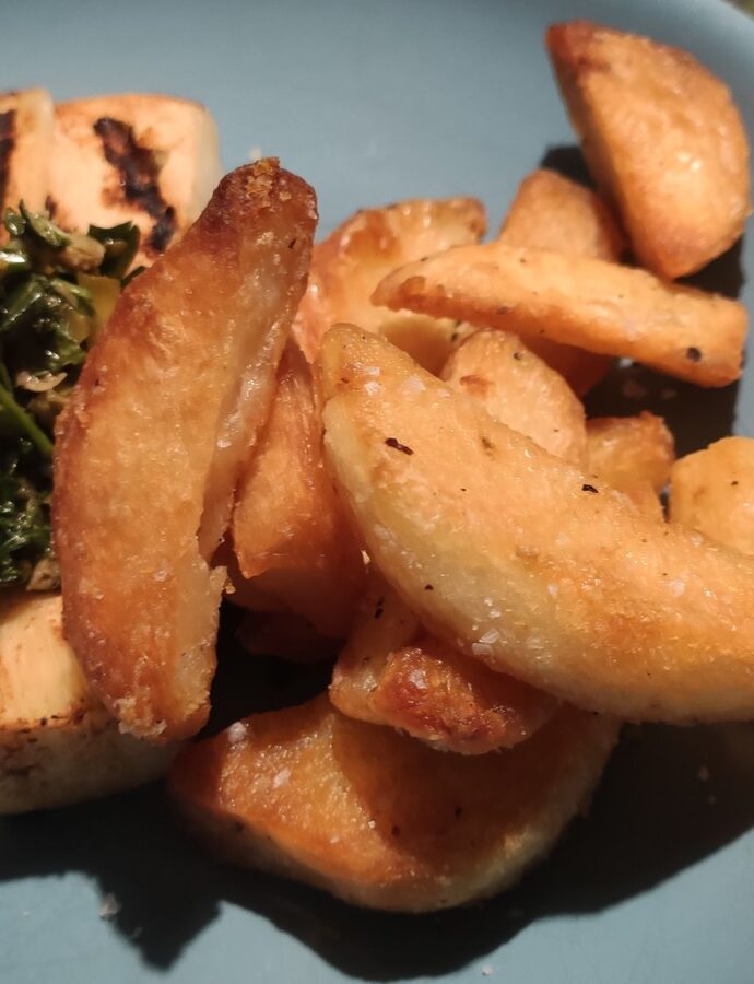 Celeriac Steak and Roasted Chips