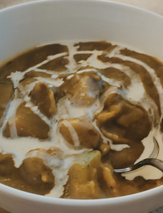 Spiced pumpkin soup with bacon