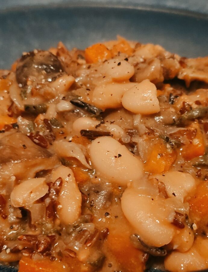 Rice, butter beans and wild mushrooms