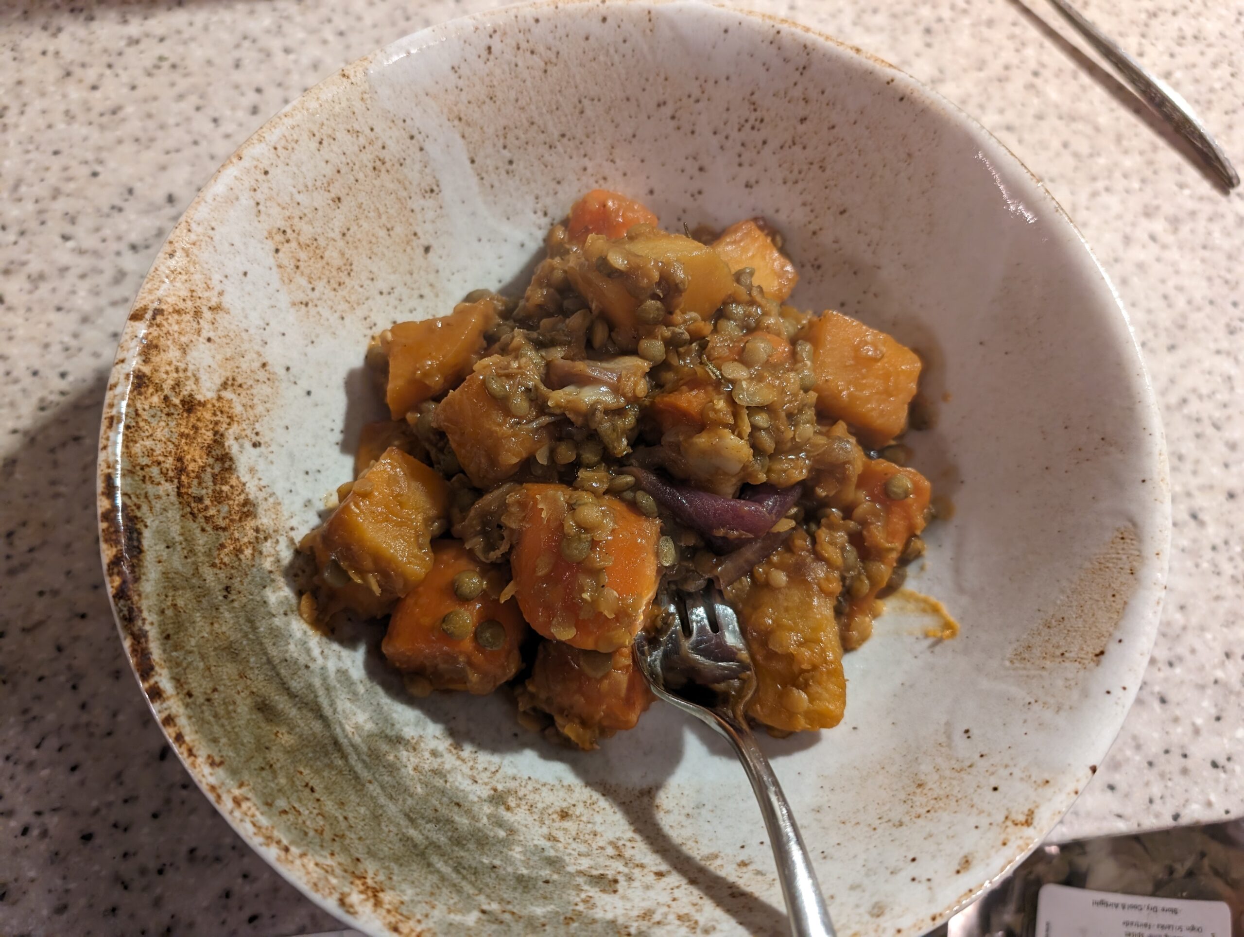 Roast root veg and lentils